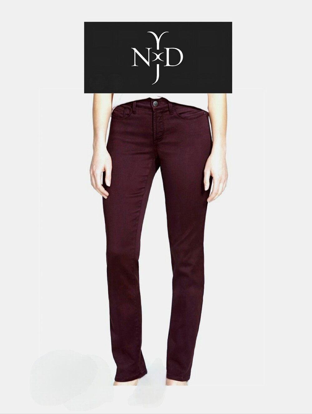 NYDJ Straight Leg Jeans Slim Dark Burgundy Wine 6P Lift Tuck